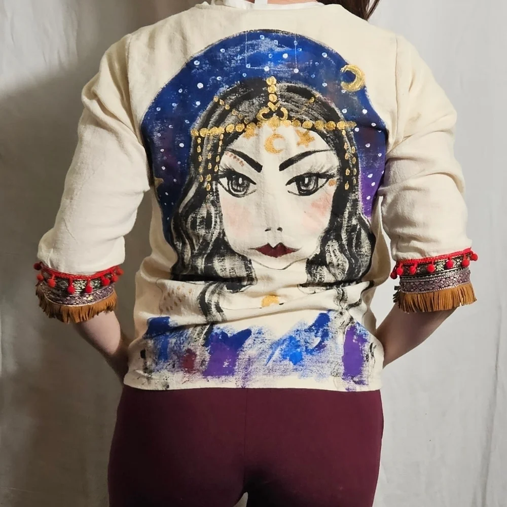 Hand Painted Linen Jacket - Picture 2 of 10